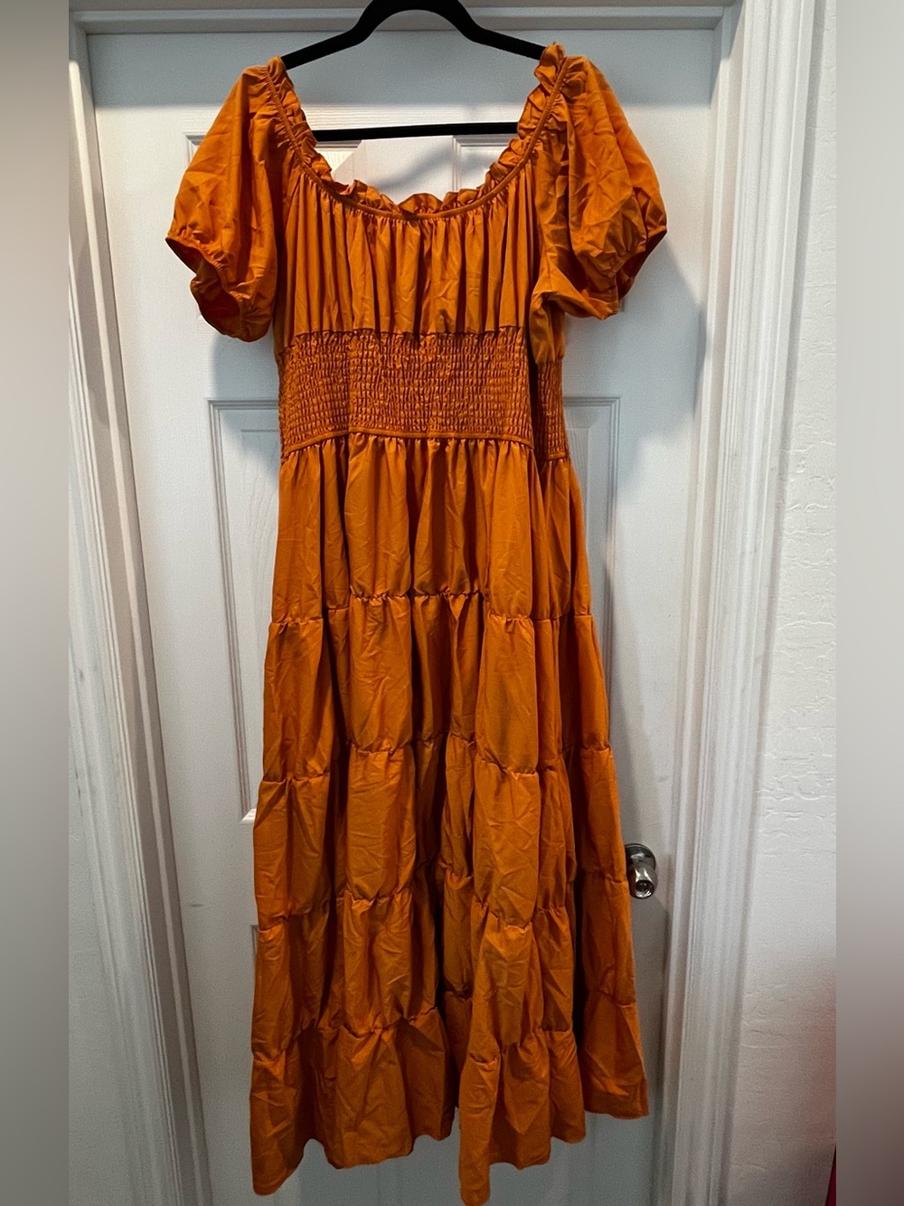 Smocked Waist Tiered Maxi Dress - Burnt Orange - Picture 3 of 3